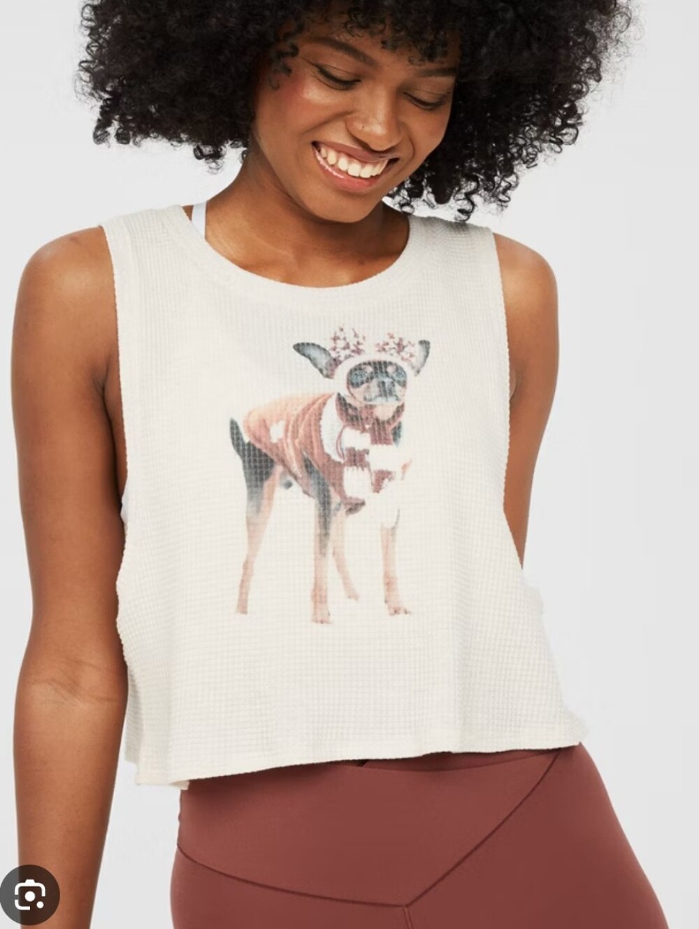 Offline By Aerie Cream Dog Graphic Pet Tank Top